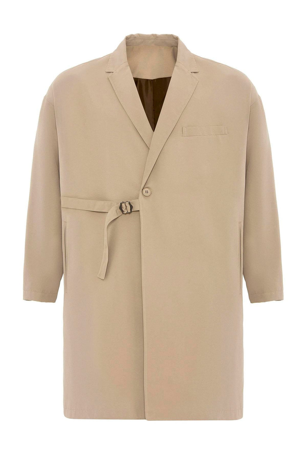 Men's Trench Coat with Buckle Detail - Wessi