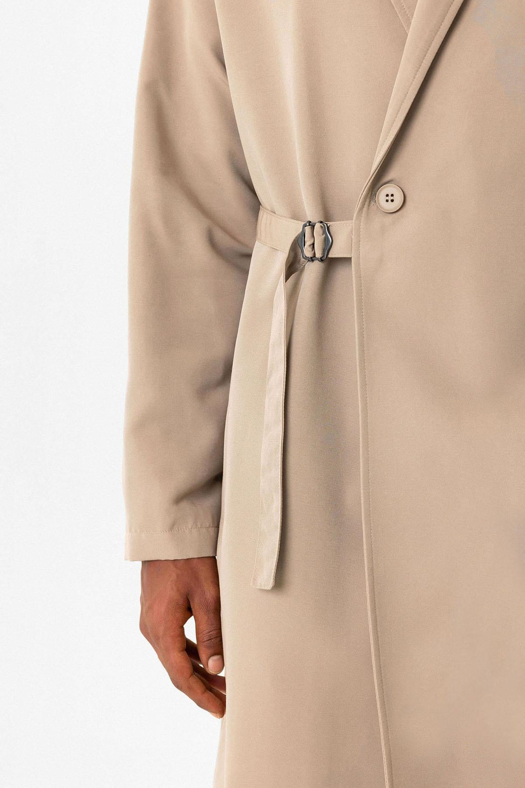 Men's Trench Coat with Buckle Detail - Wessi