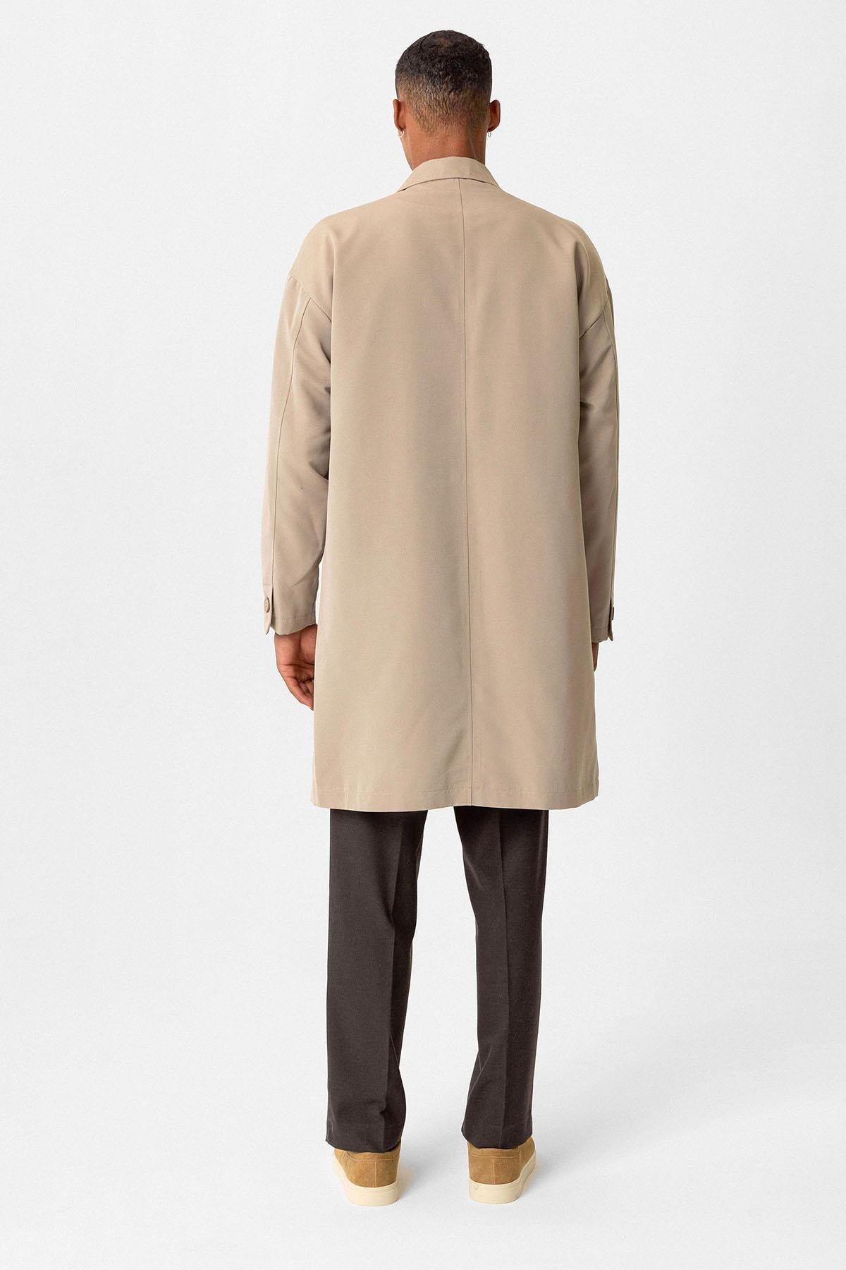 Men's Trench Coat with Buckle Detail - Wessi