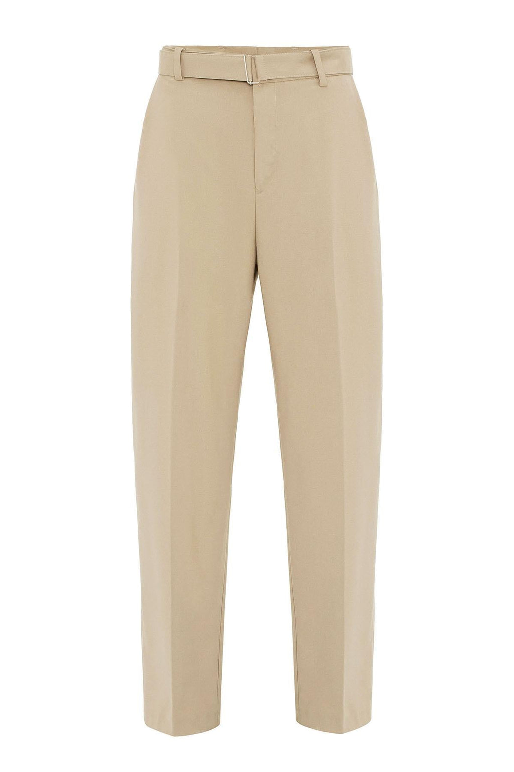 Beige High-Waisted Belted Men's Trousers - Wessi