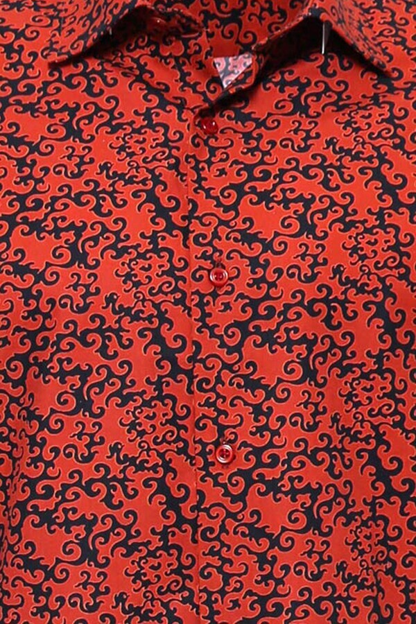 Black Patterned Shirt Over Burgundy - Wessi