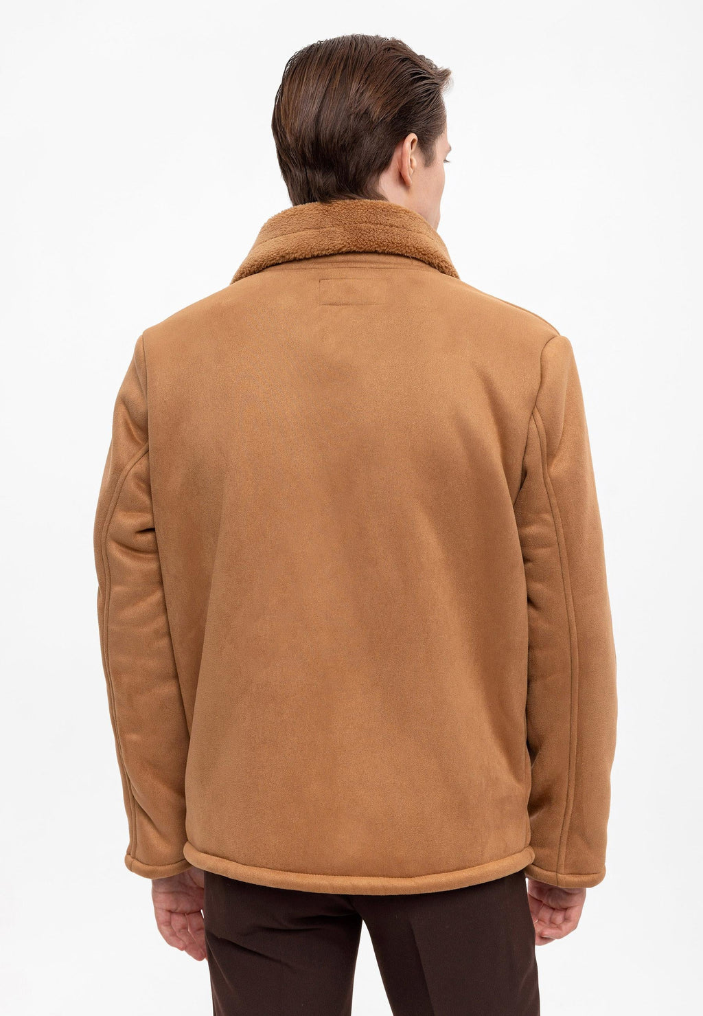 Camel Suede Jacket with Lining Detail - Wessi