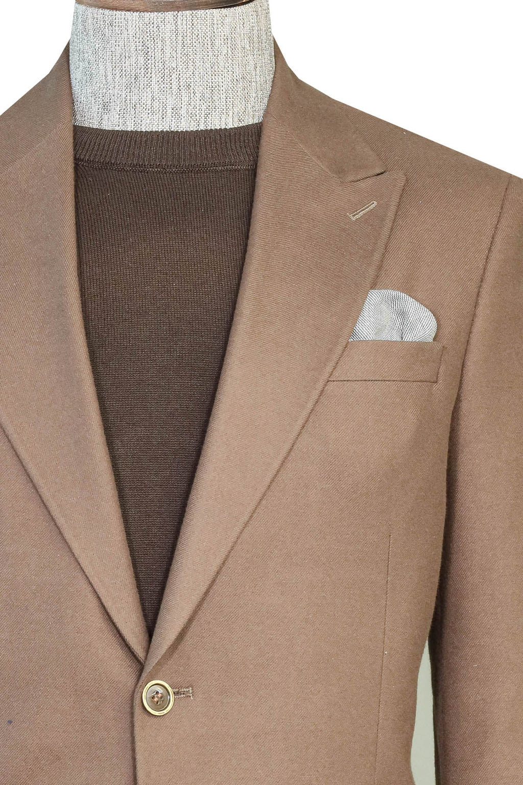 Brown Slim Fit Blazer, Brown Knitwear, and Plaid Patterned Trousers Combination - Modern Office Style - Wessi