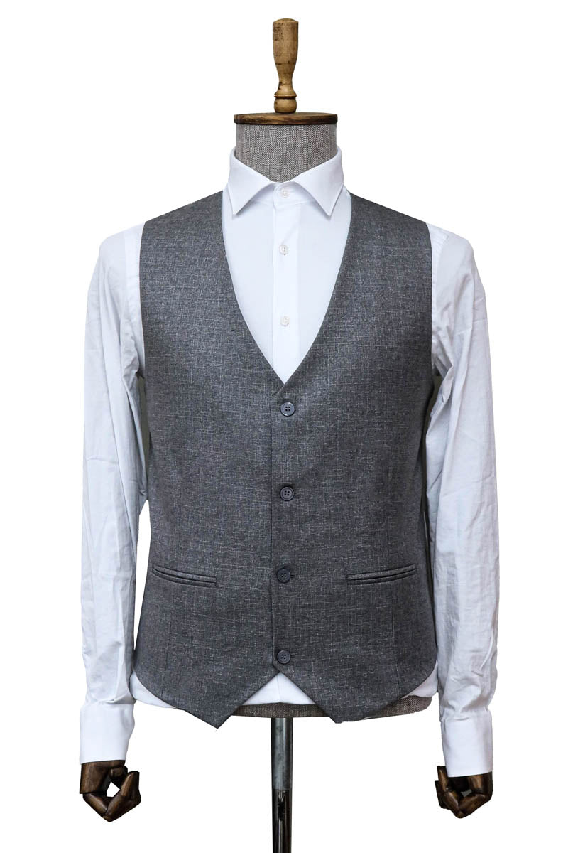 Gray Jacket, Vest,, Black Trousers, and Tie Combo - Modern Style - Wessi