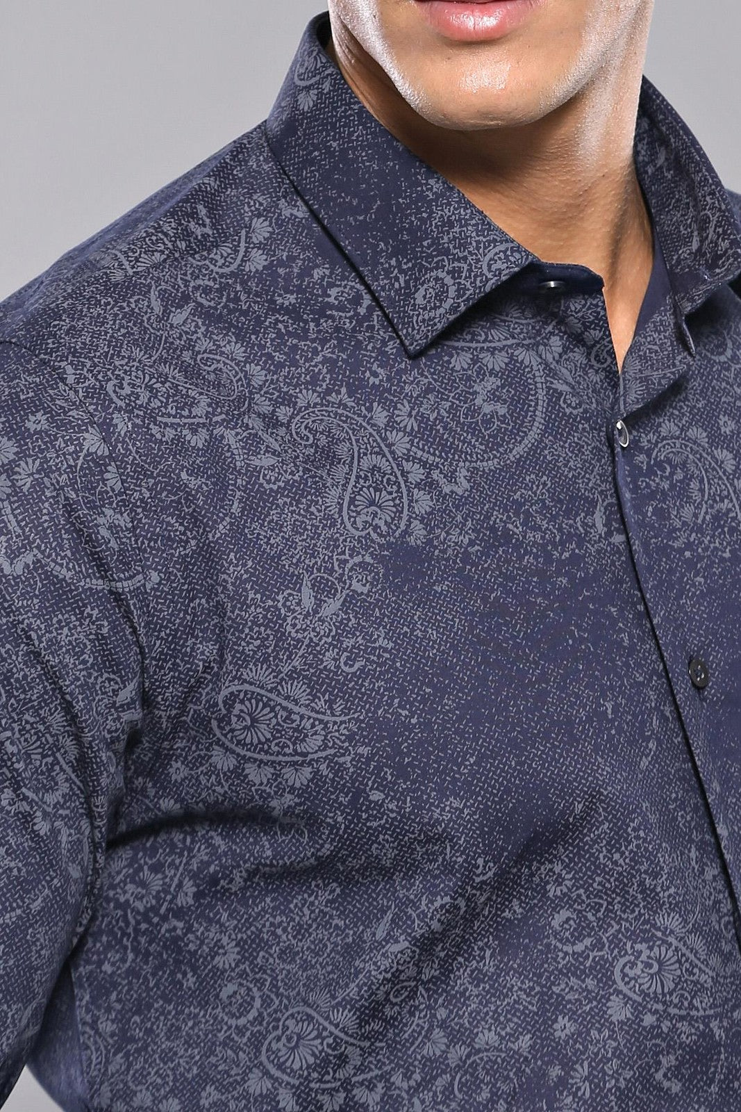 Patterned Navy Blue Shirt | Wessi - Wessi