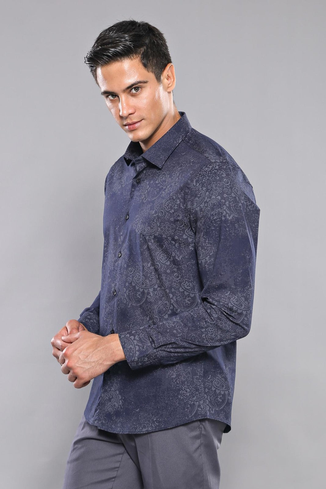 Patterned Navy Blue Shirt | Wessi - Wessi