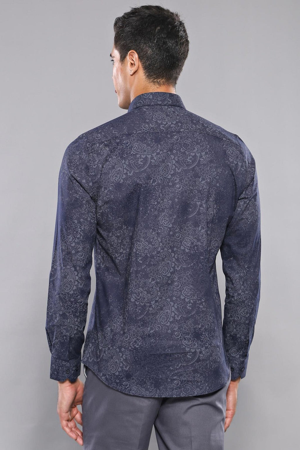 Patterned Navy Blue Shirt | Wessi - Wessi
