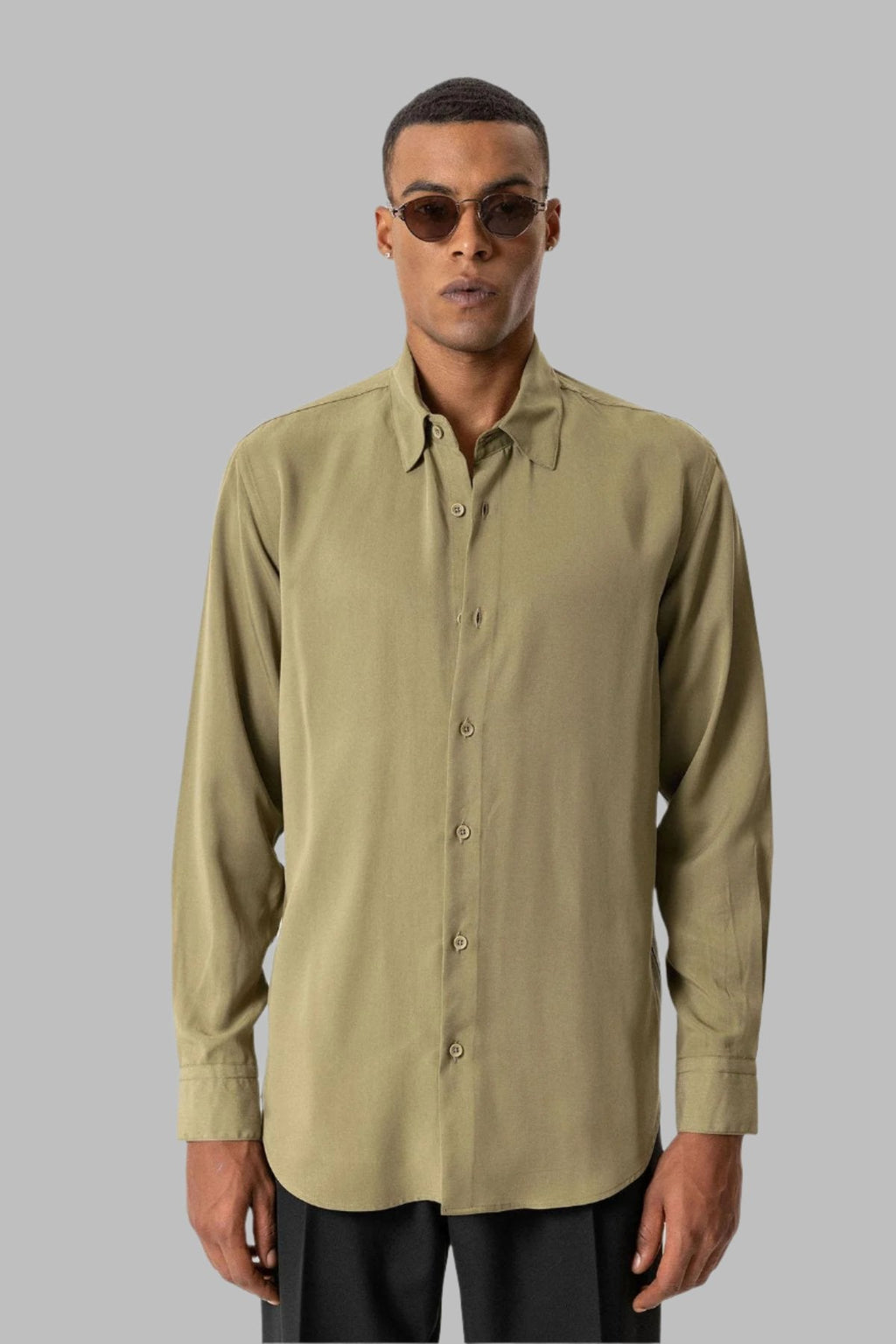 Khaki Technical Tencel Fabric Men's Shirt - Wessi