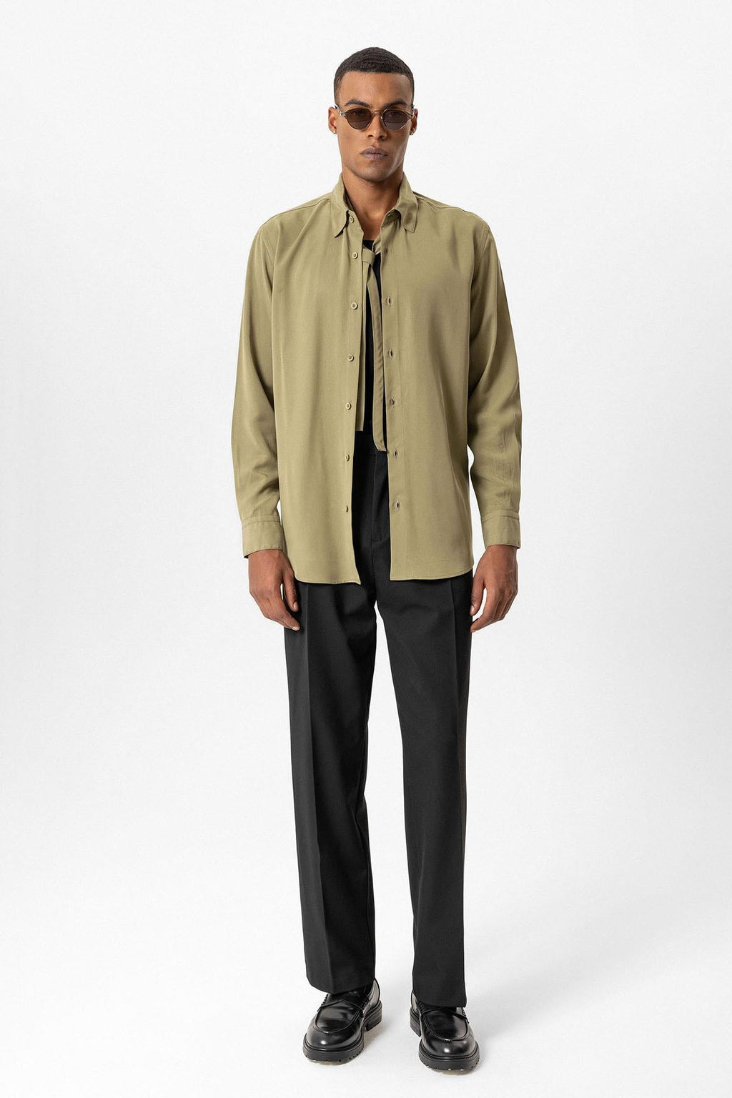 Khaki Technical Tencel Fabric Men's Shirt - Wessi