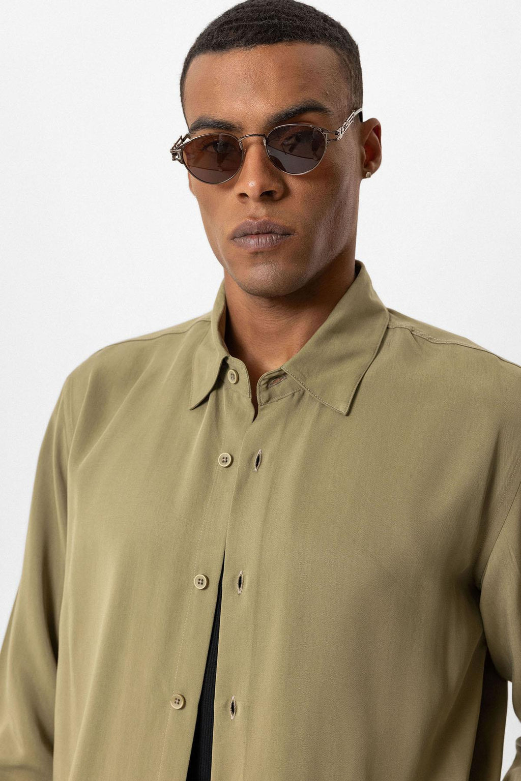 Khaki Technical Tencel Fabric Men's Shirt - Wessi