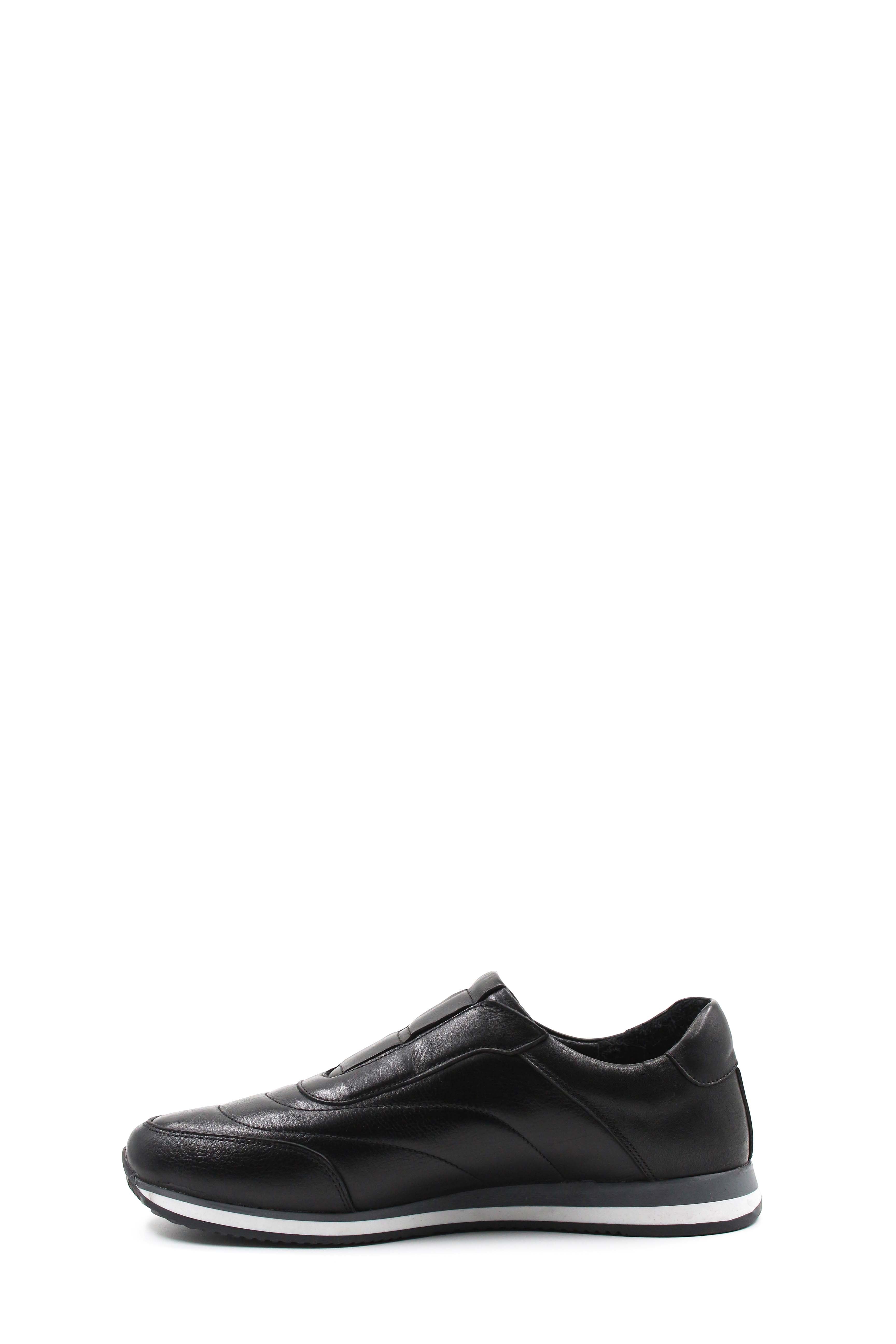 Men's Black Leather Slip-On Sneakers-Wessi