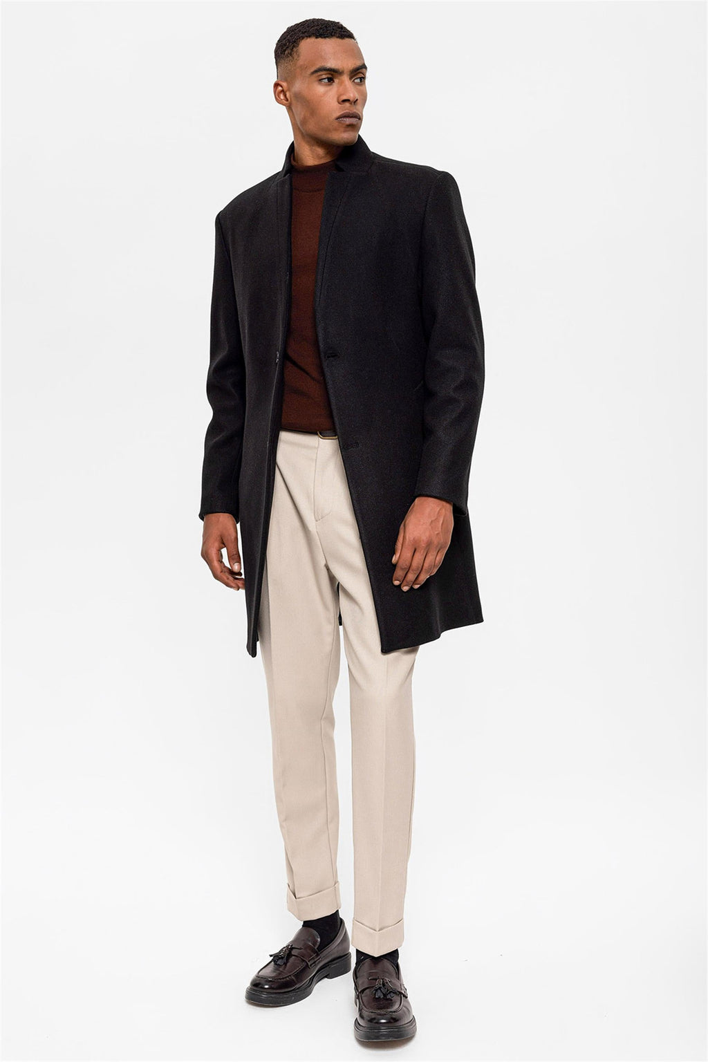 Black Judge Collar Men's Coat - Wessi