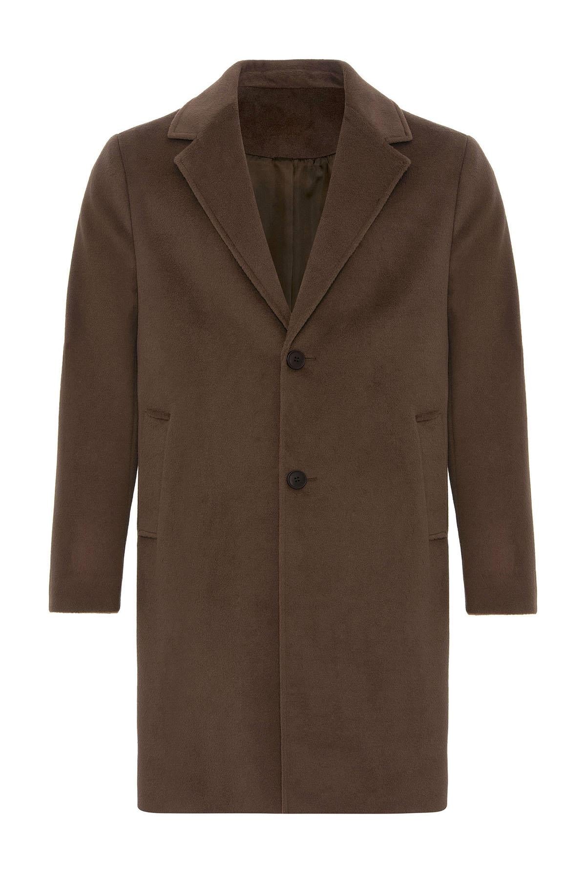 Brown Textured Men's Coat - Wessi