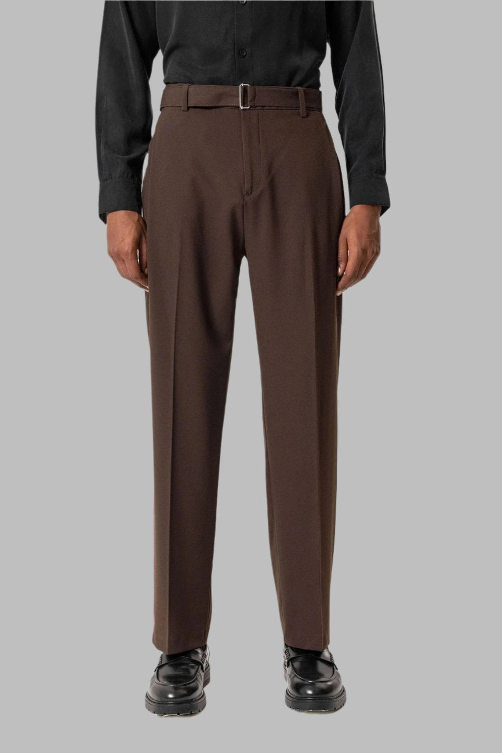 Brown High-Waisted Belted Men's Trousers - Wessi