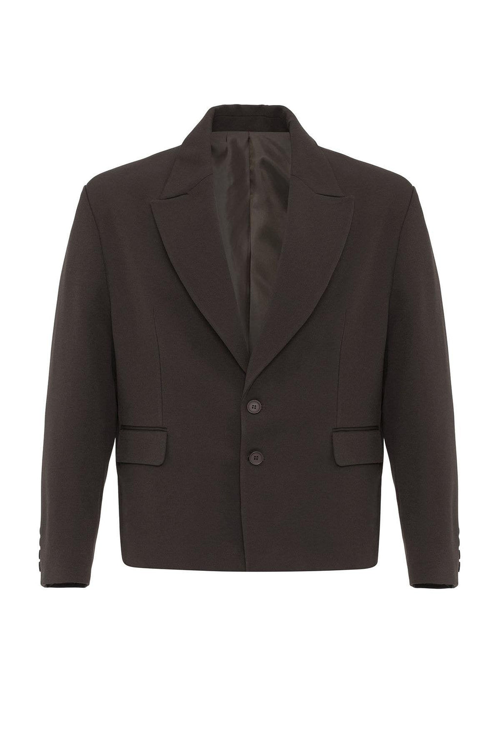 Dark Brown Crop Fit Men's Blazer Jacket - Wessi