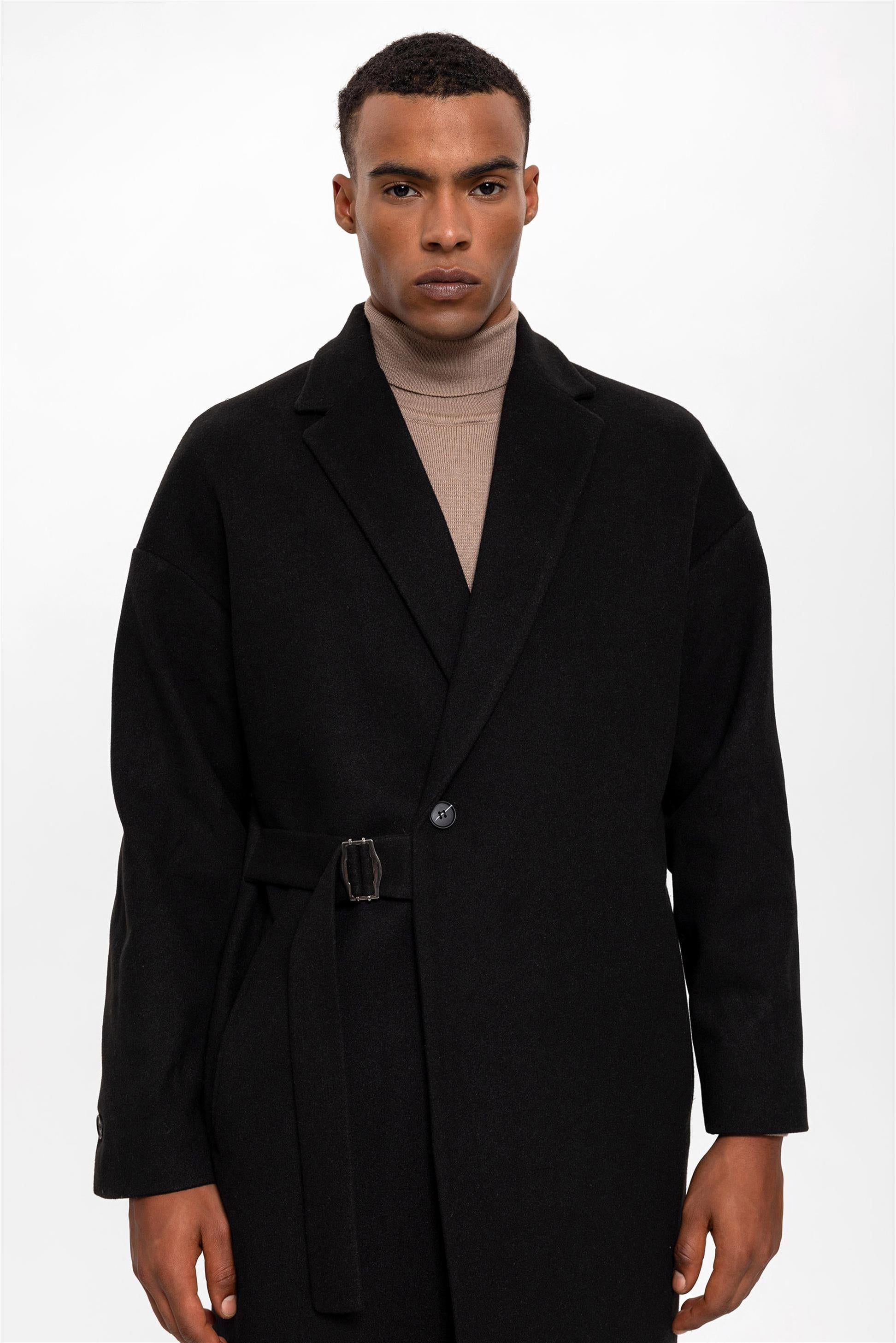 Belted Oversize Men's Coat - Wessi