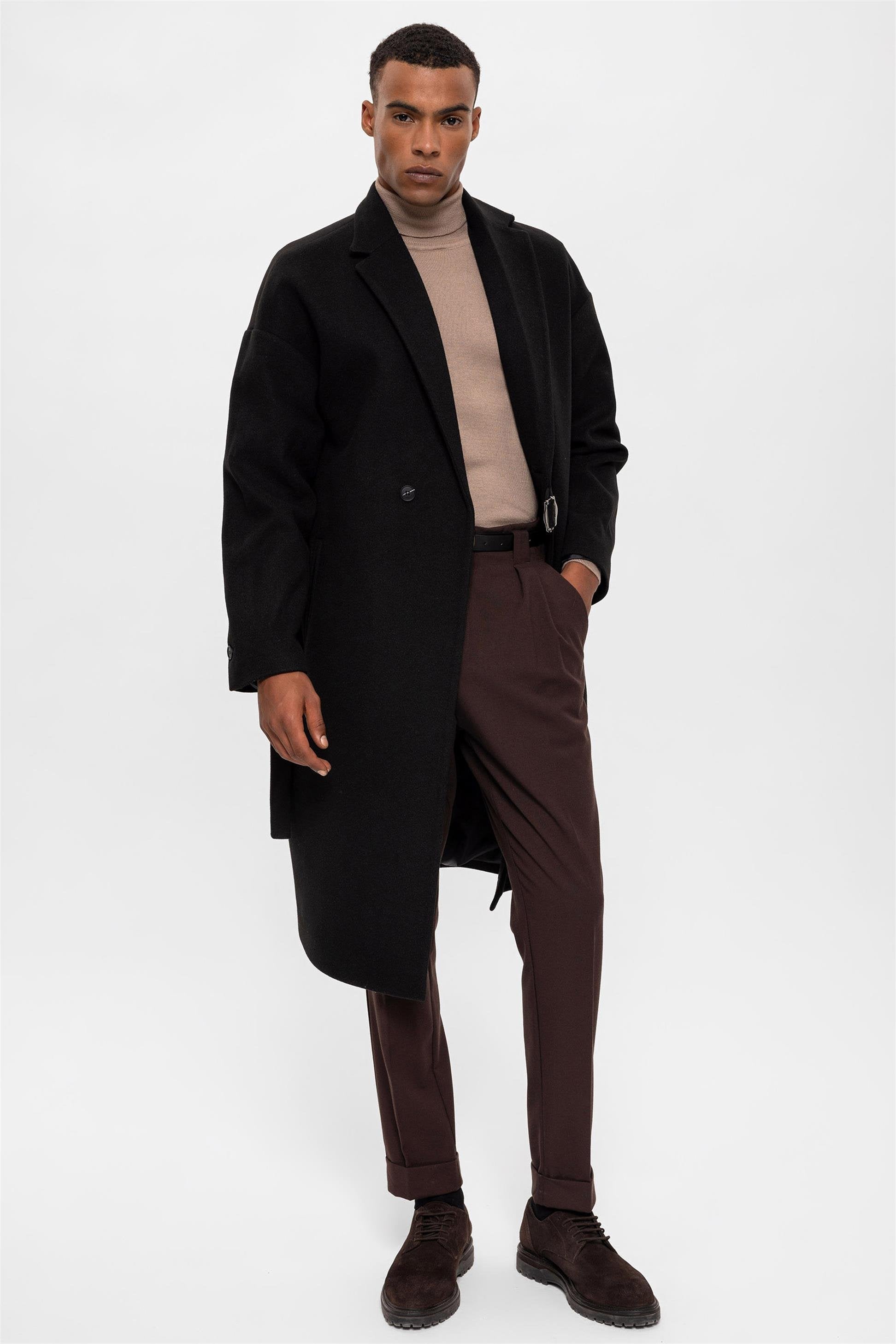 Belted Oversize Men's Coat - Wessi