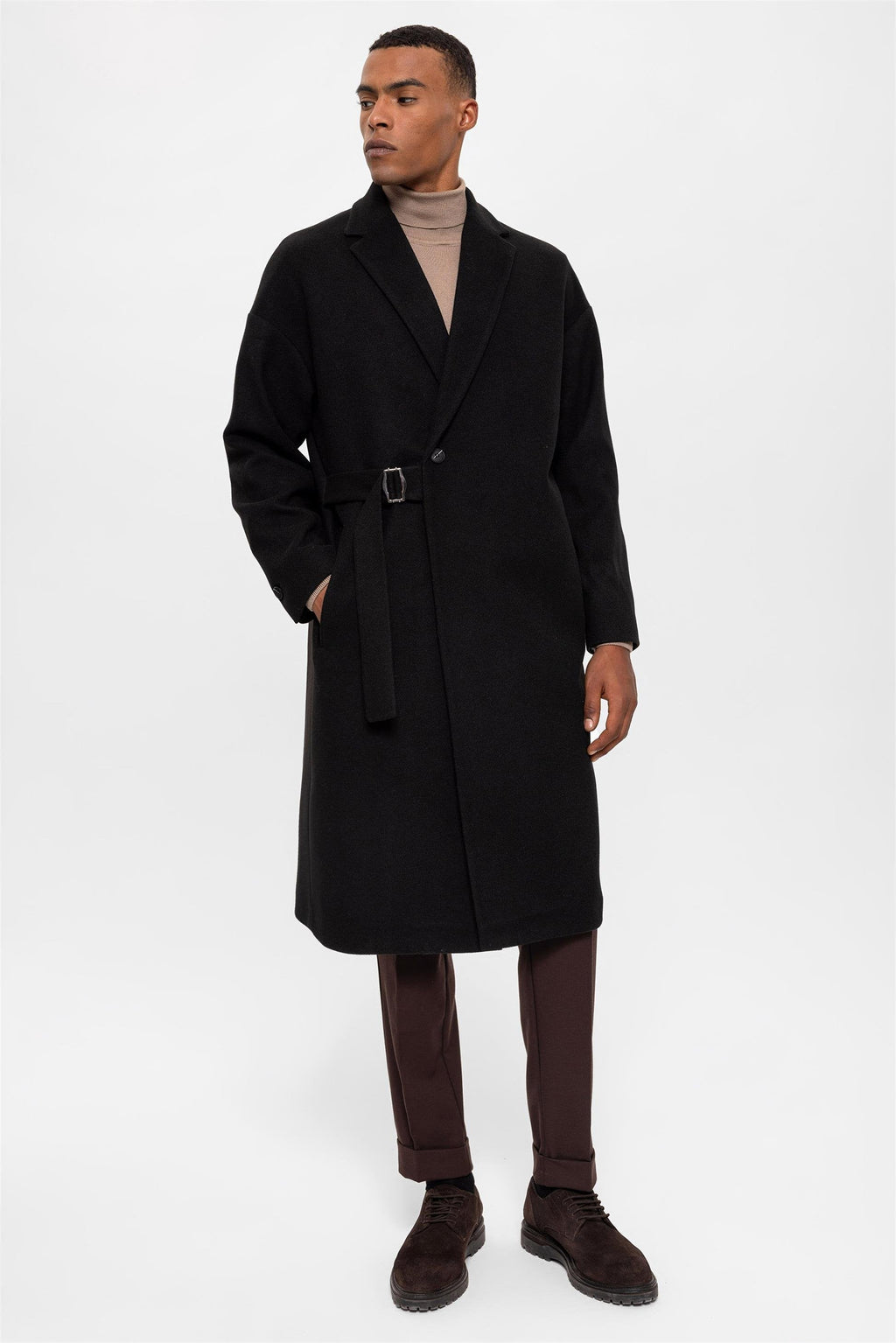 Belted Oversize Men's Coat - Wessi
