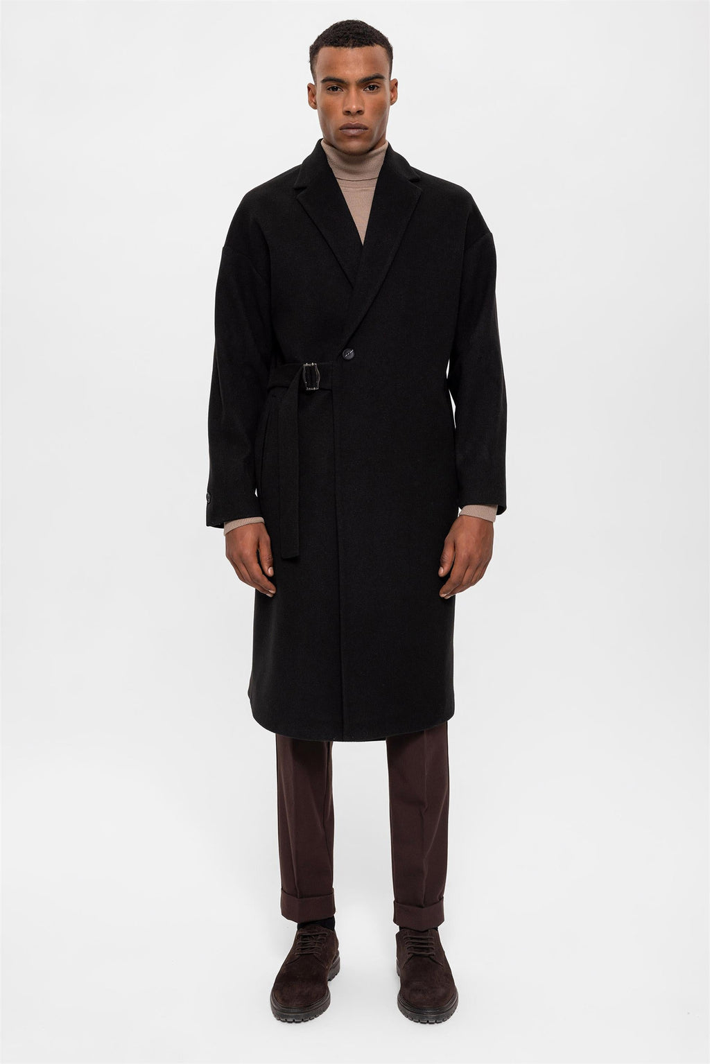 Belted Oversize Men's Coat - Wessi