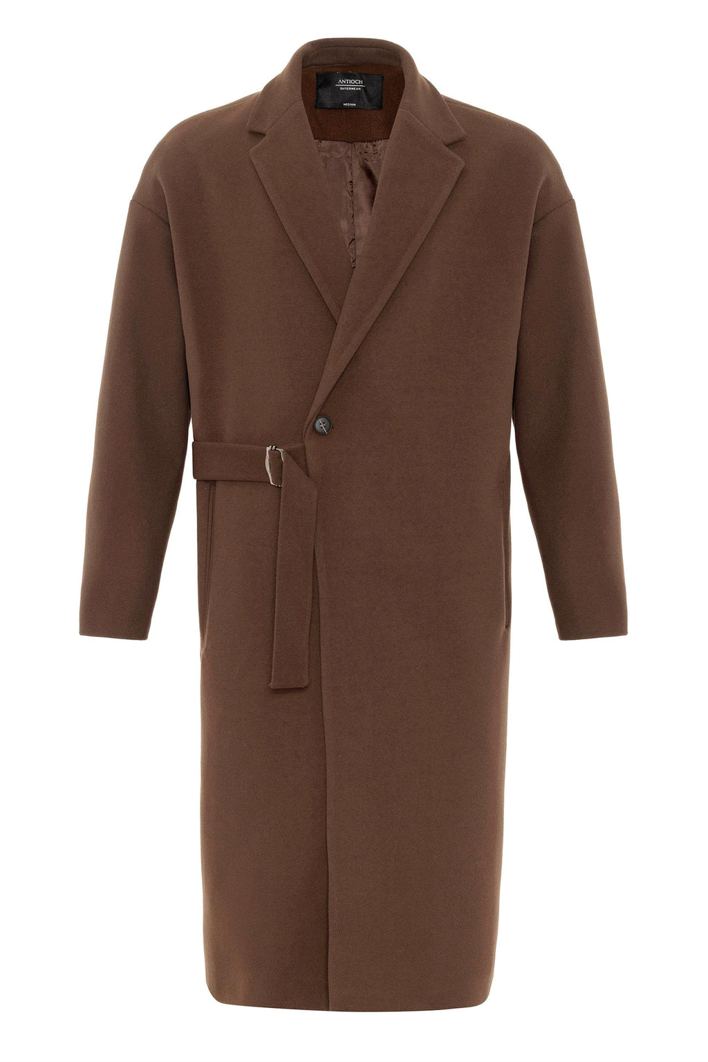 Brown Belted Oversize Men's Coat - Wessi