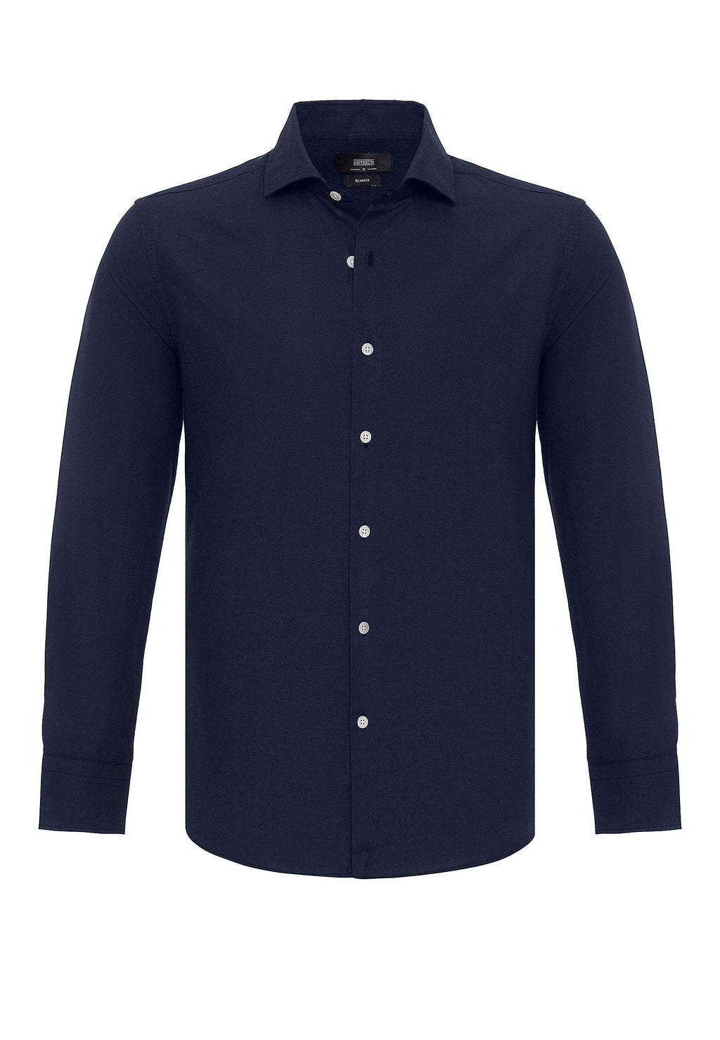 Navy Long-Sleeve Slim Fit Men's Shirt - Wessi