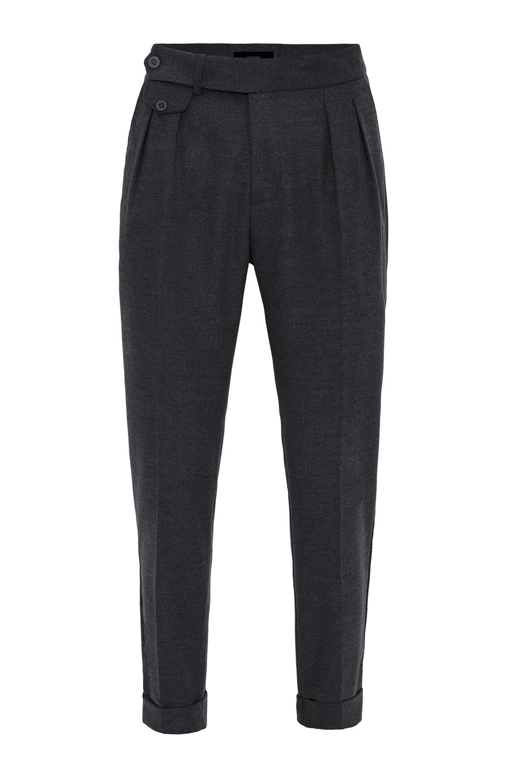 Navy High-Waisted Pleated Technical Men's Trousers - Wessi