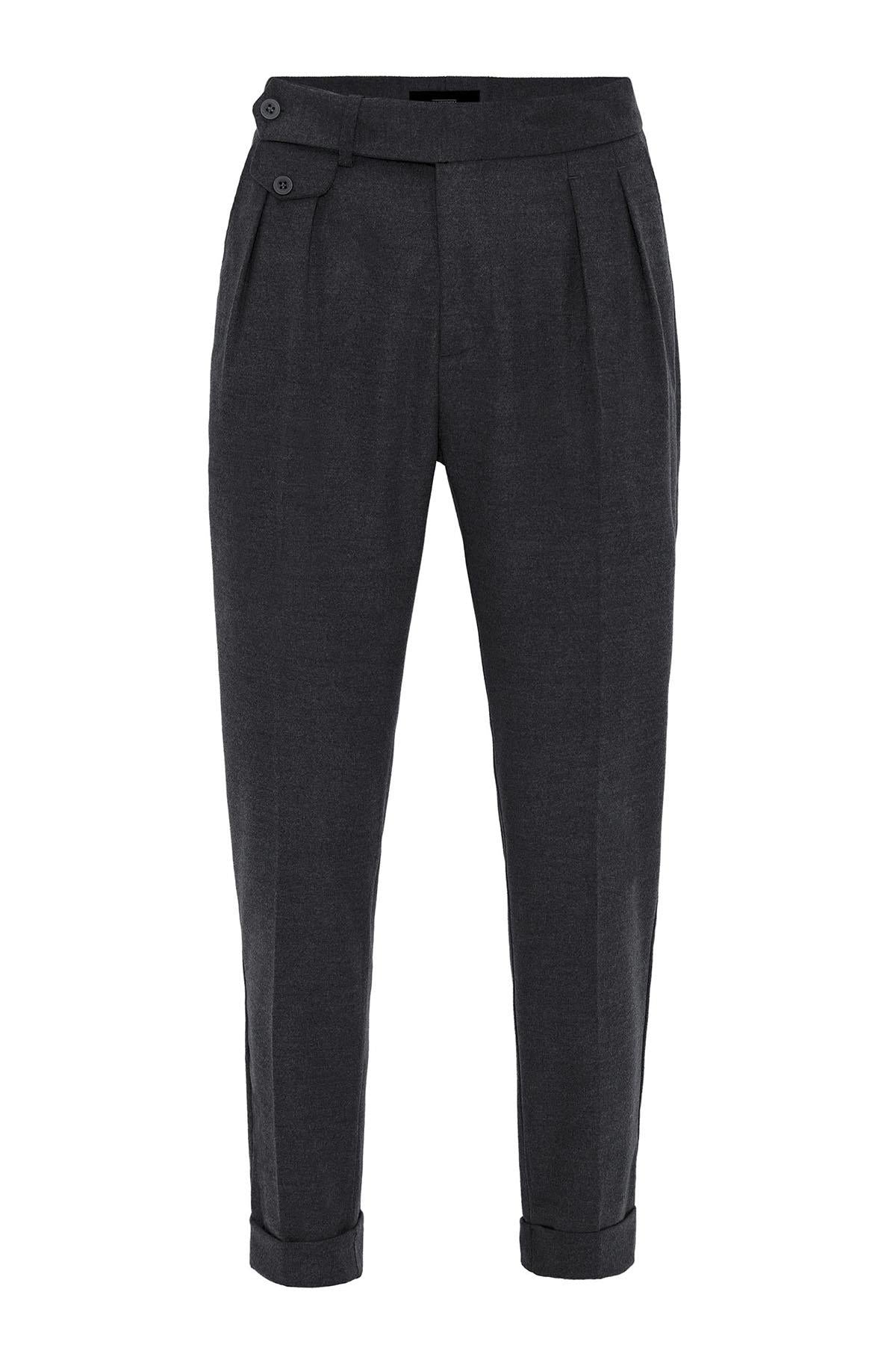 Navy High-Waisted Pleated Technical Men's Trousers - Wessi