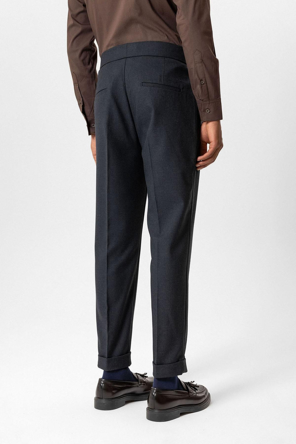 Navy High-Waisted Pleated Technical Men's Trousers - Wessi