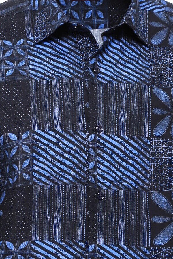 Navy Blue Patterned Shirt - Wessi