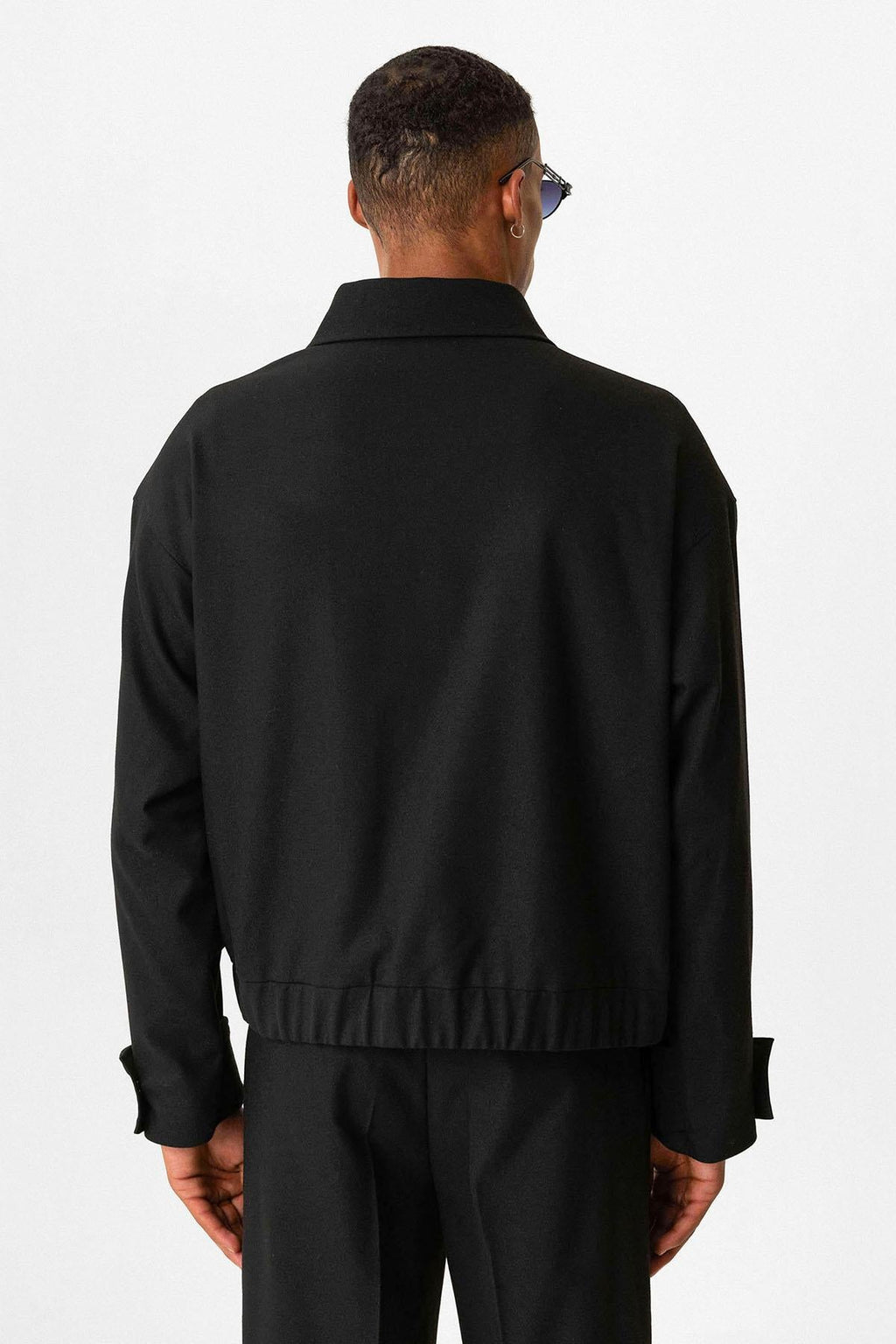 Black Crop Fit Men's Jacket with Pockets - Wessi