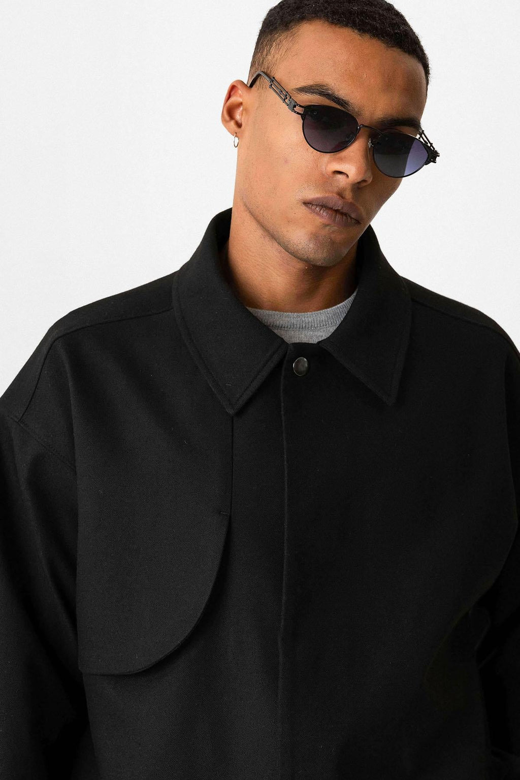Black Crop Fit Men's Jacket with Pockets - Wessi