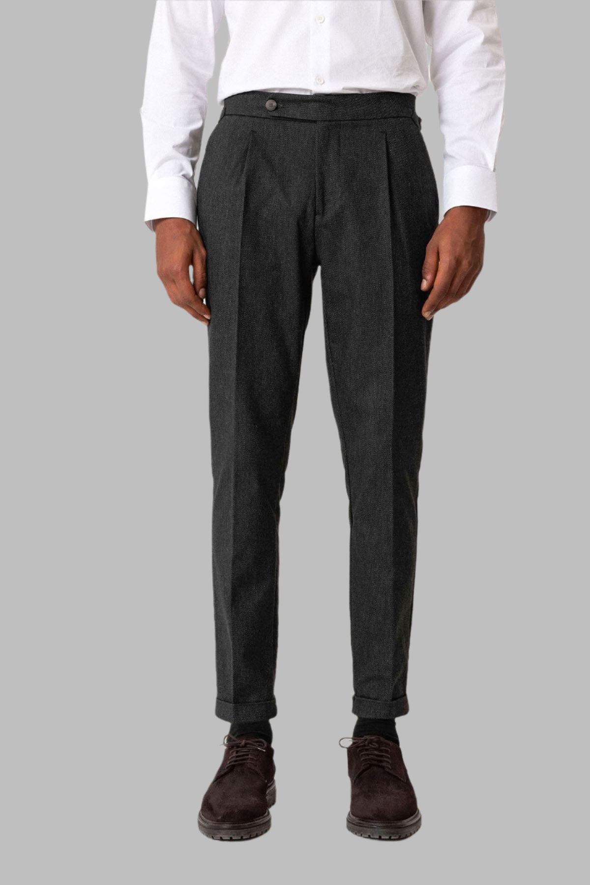 High Waist Pleated Double Leg Men's Trousers - Wessi