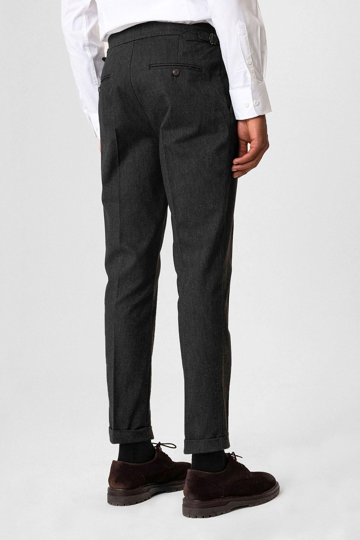 High Waist Pleated Double Leg Men's Trousers - Wessi