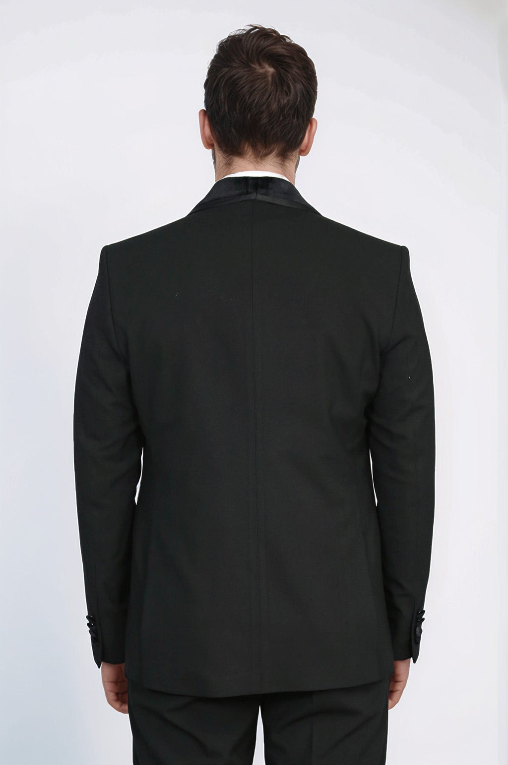 Classic Velvet Collar Black Tuxedo Suit - Wessi