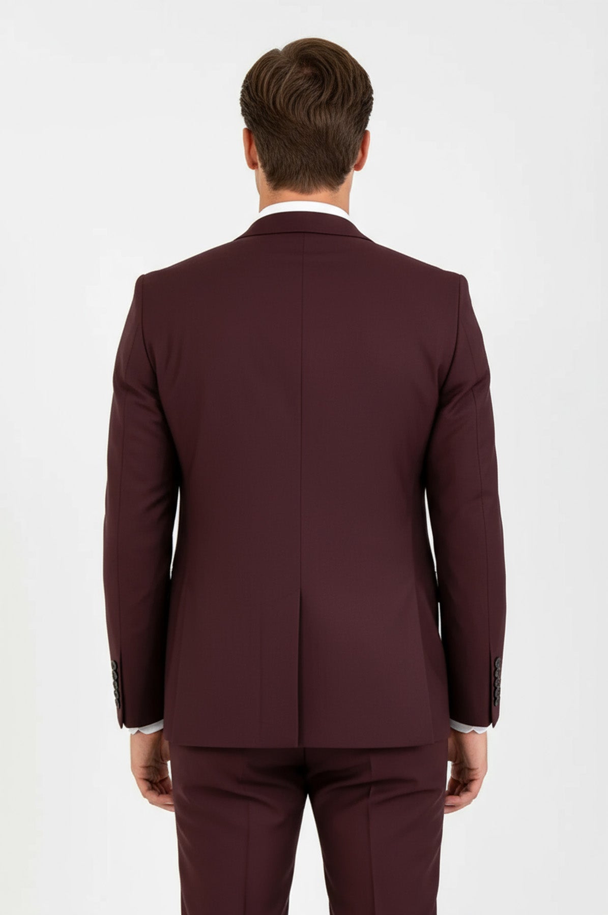 Burgundy Slim Fit Men's Suit with Vest | Wessi
