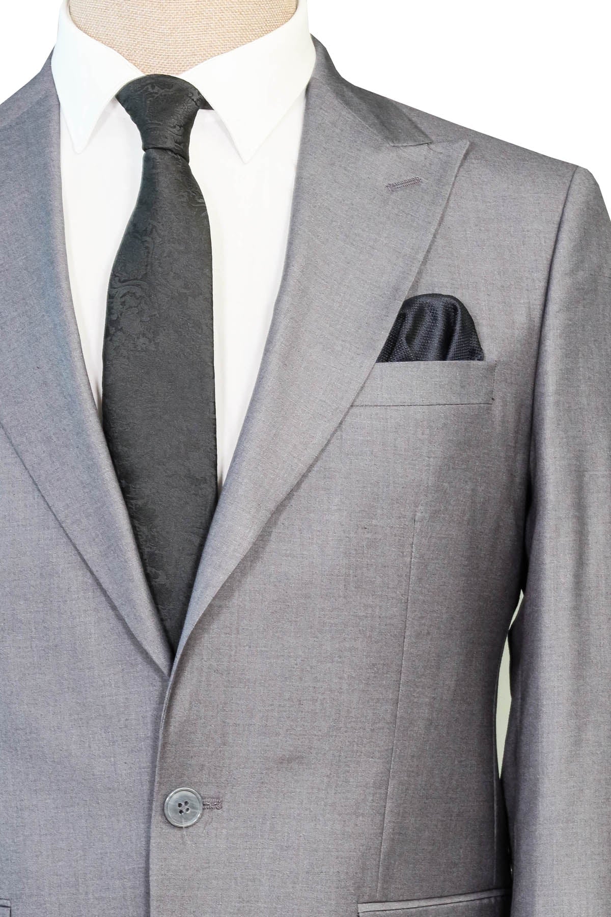 Gray Slim Fit Suit, White Shirt, and Black Tie Combination - Classic Office Style - Wessi